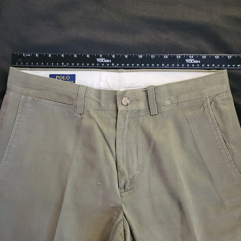 Polo Ralph Lauren Slim Fit Chino Pants Mens 32x33Olive Green Khaki Flat Front